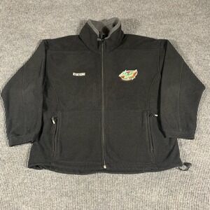 VTG CCM Minnesota Wild Jacket Mens‎ Large Black Full Zip Fleece Y2K NHL Hockey